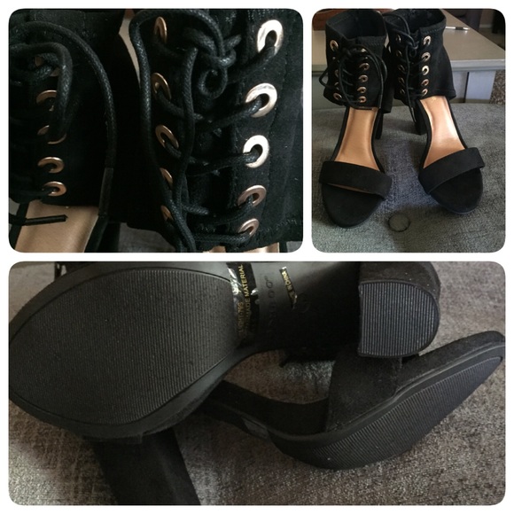 Sexy Vegan Ankle Corset Open Toe chunky Heels - Picture 6 of 8